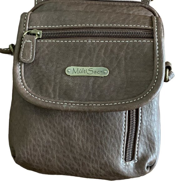 MultiSac Faux Leather Crossbody Micro/Mini Bag/Purse Everest Brown 136D - Picture 2 of 7